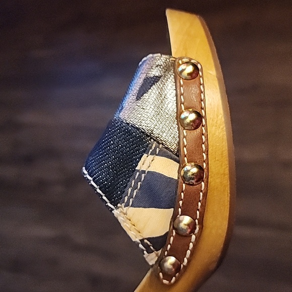 Coach Allissa Wooden Denim Patchwork Kitten Heel Size 7 - Picture 4 of 12